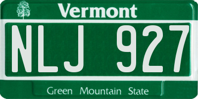 VT license plate NLJ927