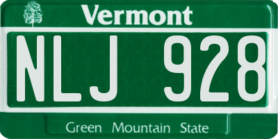 VT license plate NLJ928