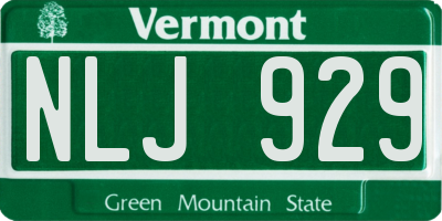 VT license plate NLJ929