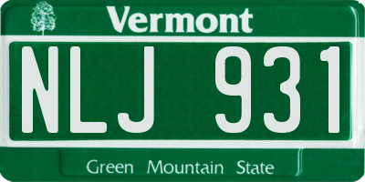 VT license plate NLJ931