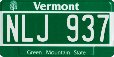 VT license plate NLJ937