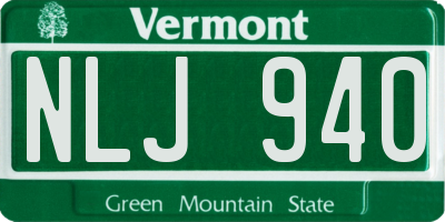 VT license plate NLJ940