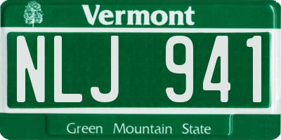 VT license plate NLJ941