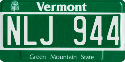 VT license plate NLJ944