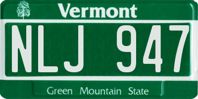 VT license plate NLJ947