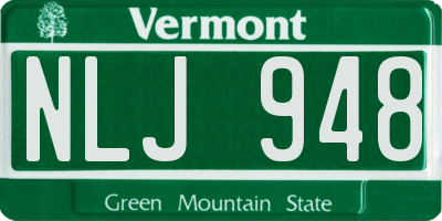 VT license plate NLJ948