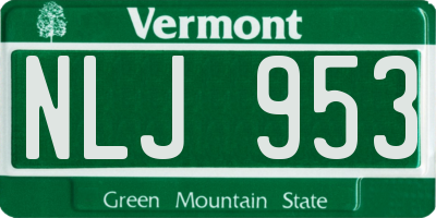 VT license plate NLJ953