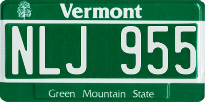VT license plate NLJ955