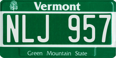VT license plate NLJ957