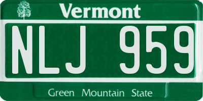 VT license plate NLJ959