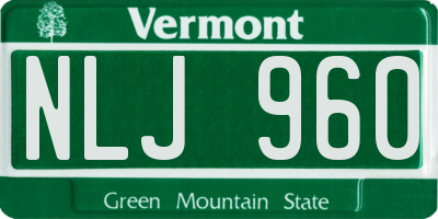 VT license plate NLJ960