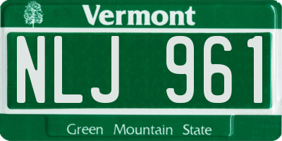 VT license plate NLJ961
