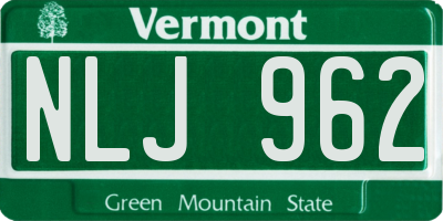 VT license plate NLJ962