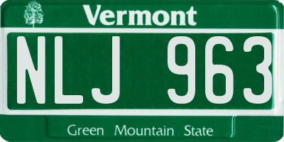 VT license plate NLJ963