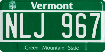 VT license plate NLJ967