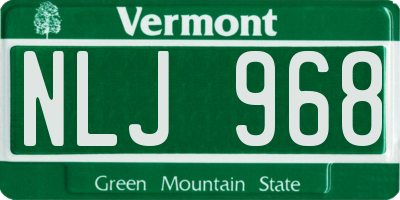 VT license plate NLJ968