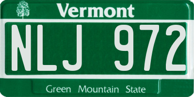VT license plate NLJ972