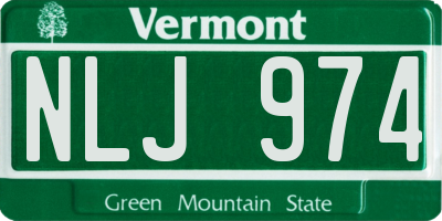 VT license plate NLJ974