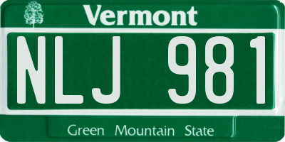 VT license plate NLJ981