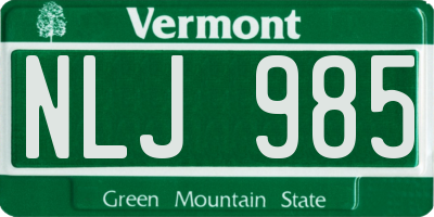 VT license plate NLJ985