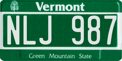VT license plate NLJ987