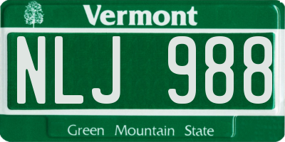 VT license plate NLJ988