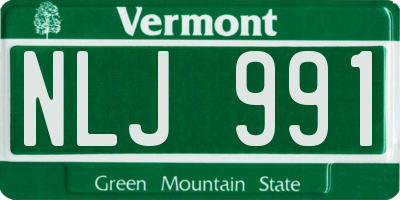 VT license plate NLJ991