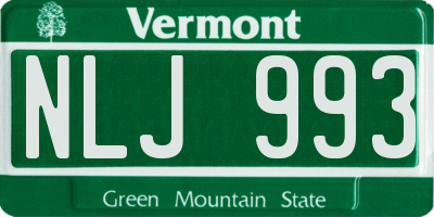 VT license plate NLJ993