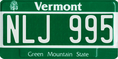 VT license plate NLJ995