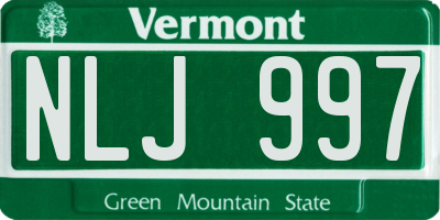 VT license plate NLJ997
