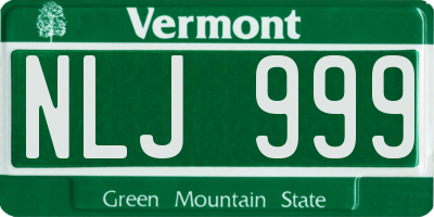 VT license plate NLJ999