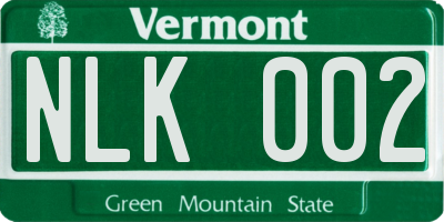VT license plate NLK002