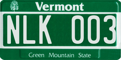 VT license plate NLK003