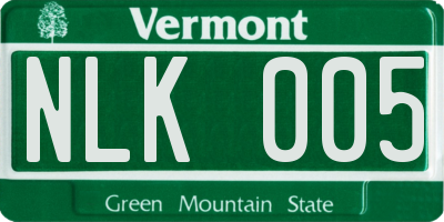 VT license plate NLK005