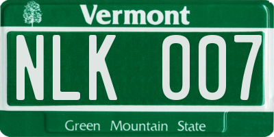 VT license plate NLK007