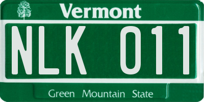 VT license plate NLK011