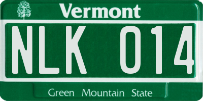 VT license plate NLK014