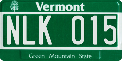 VT license plate NLK015