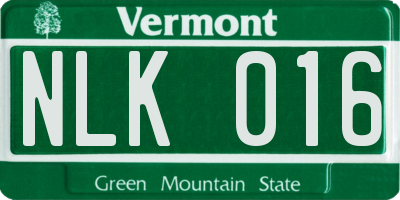 VT license plate NLK016