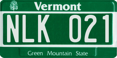 VT license plate NLK021