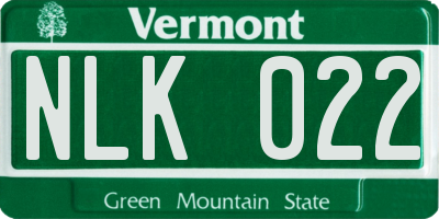 VT license plate NLK022
