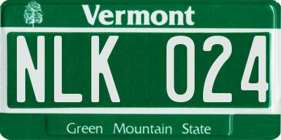 VT license plate NLK024