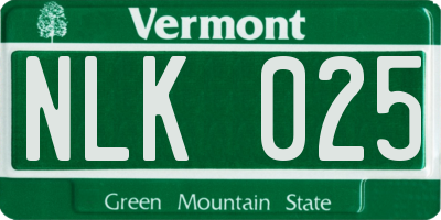 VT license plate NLK025