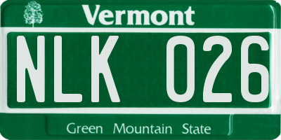 VT license plate NLK026