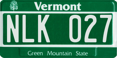 VT license plate NLK027