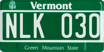 VT license plate NLK030