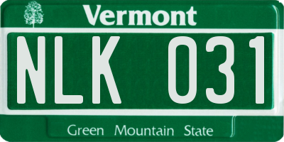 VT license plate NLK031