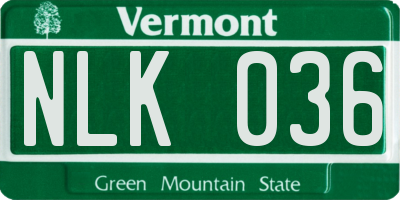 VT license plate NLK036