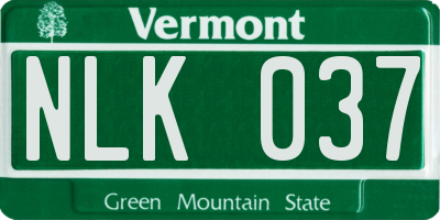 VT license plate NLK037