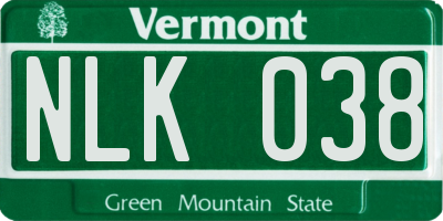 VT license plate NLK038
